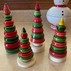 4 Wooden Christmas Trees